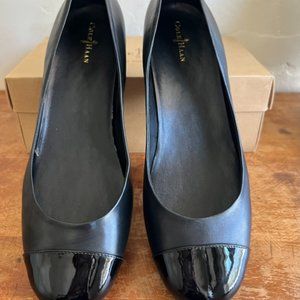 Cole Haan Loafer Wedge Size 10.5 Air Bria Leather Cap Toe Slip On Shoes Black